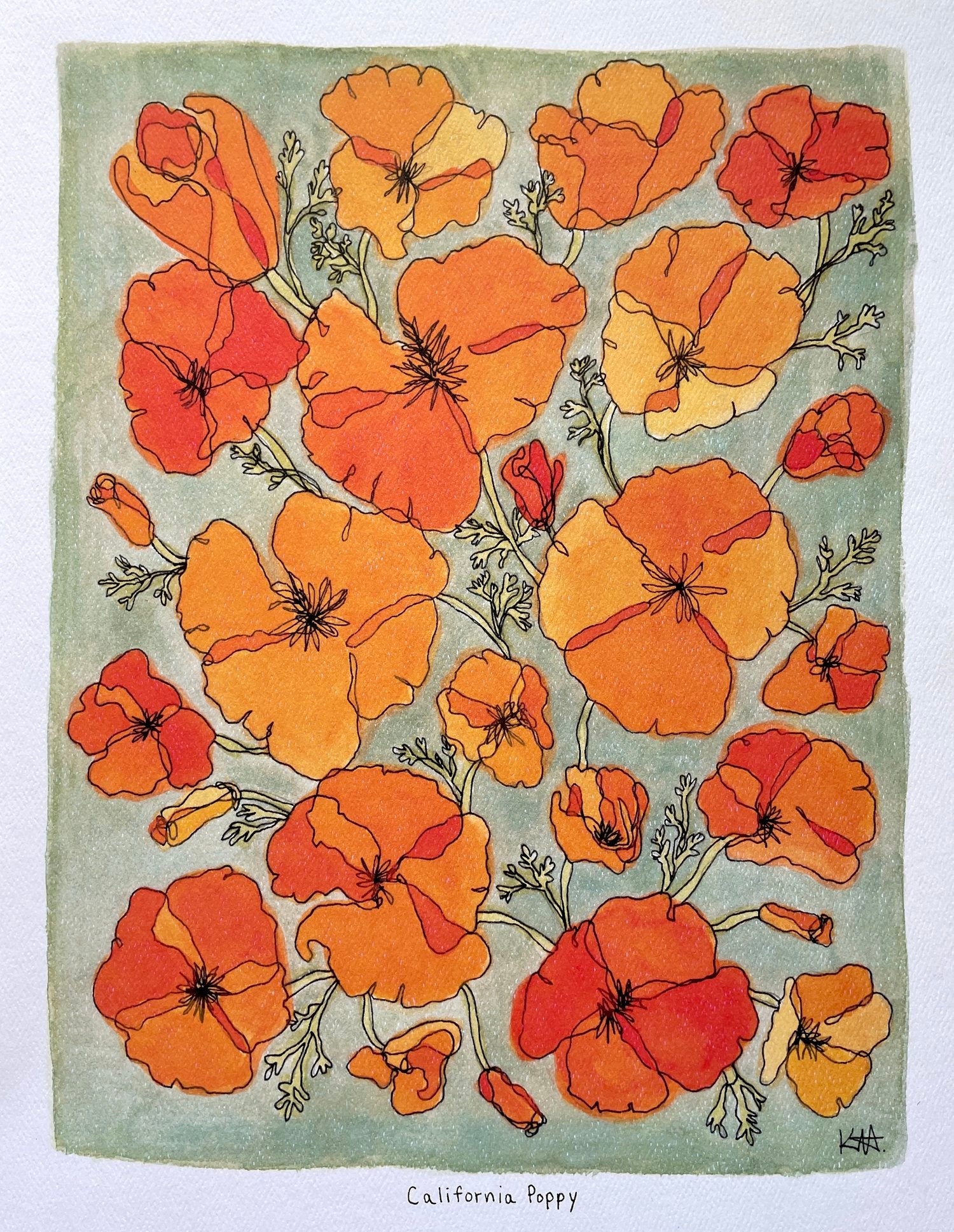 California Poppy Print | Kim Hoppe 11 x 14"