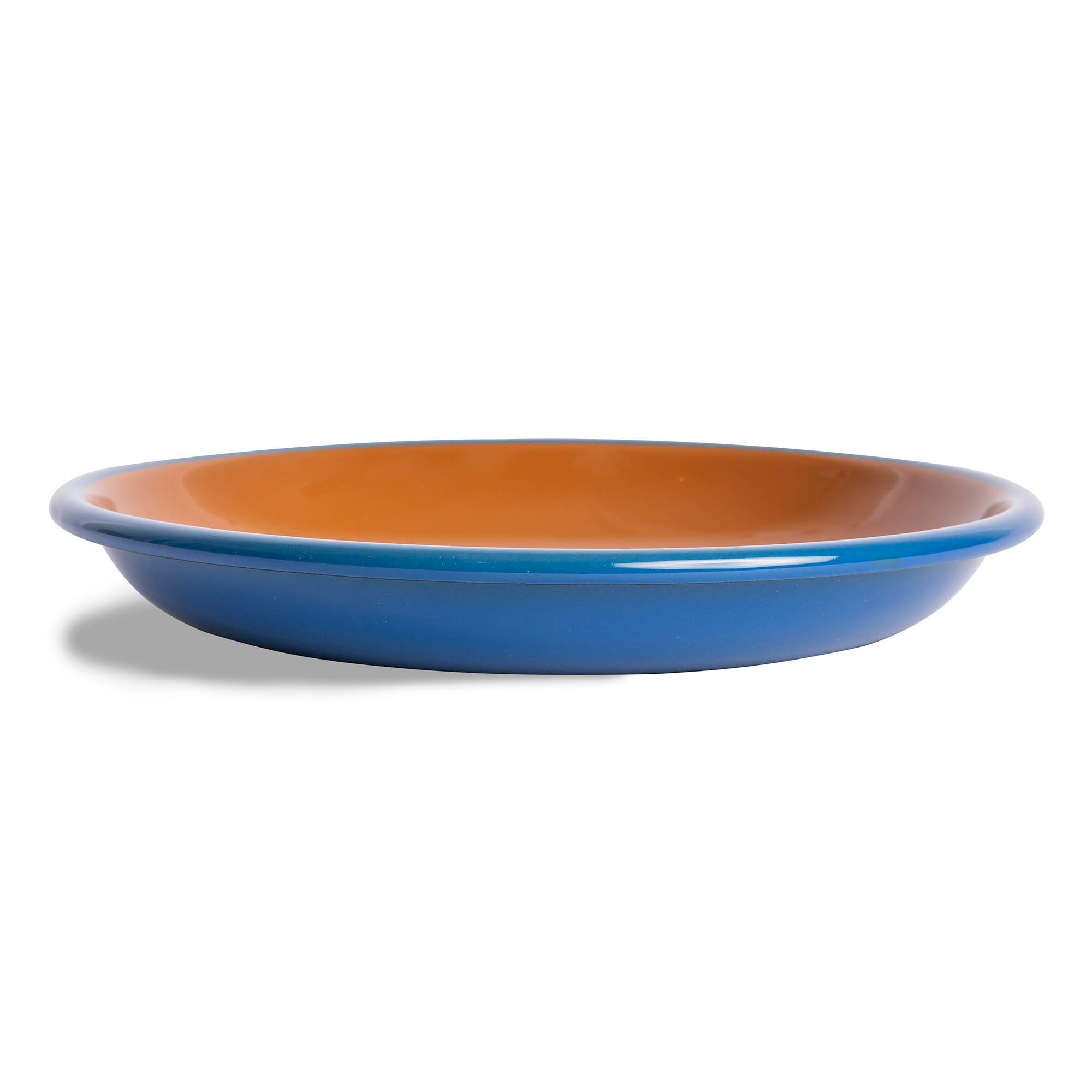 The Get Out x CCH Enamelware Coupe Dinner Plate: Blue & Brown | Crow Canyon Home