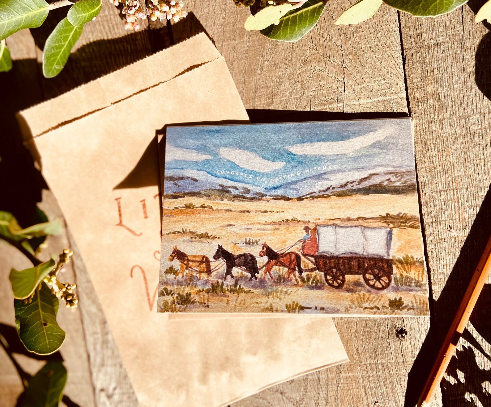 CONGRATS ON GETTING HITCHED GREETING CARD - LITTLE SALT WAGON