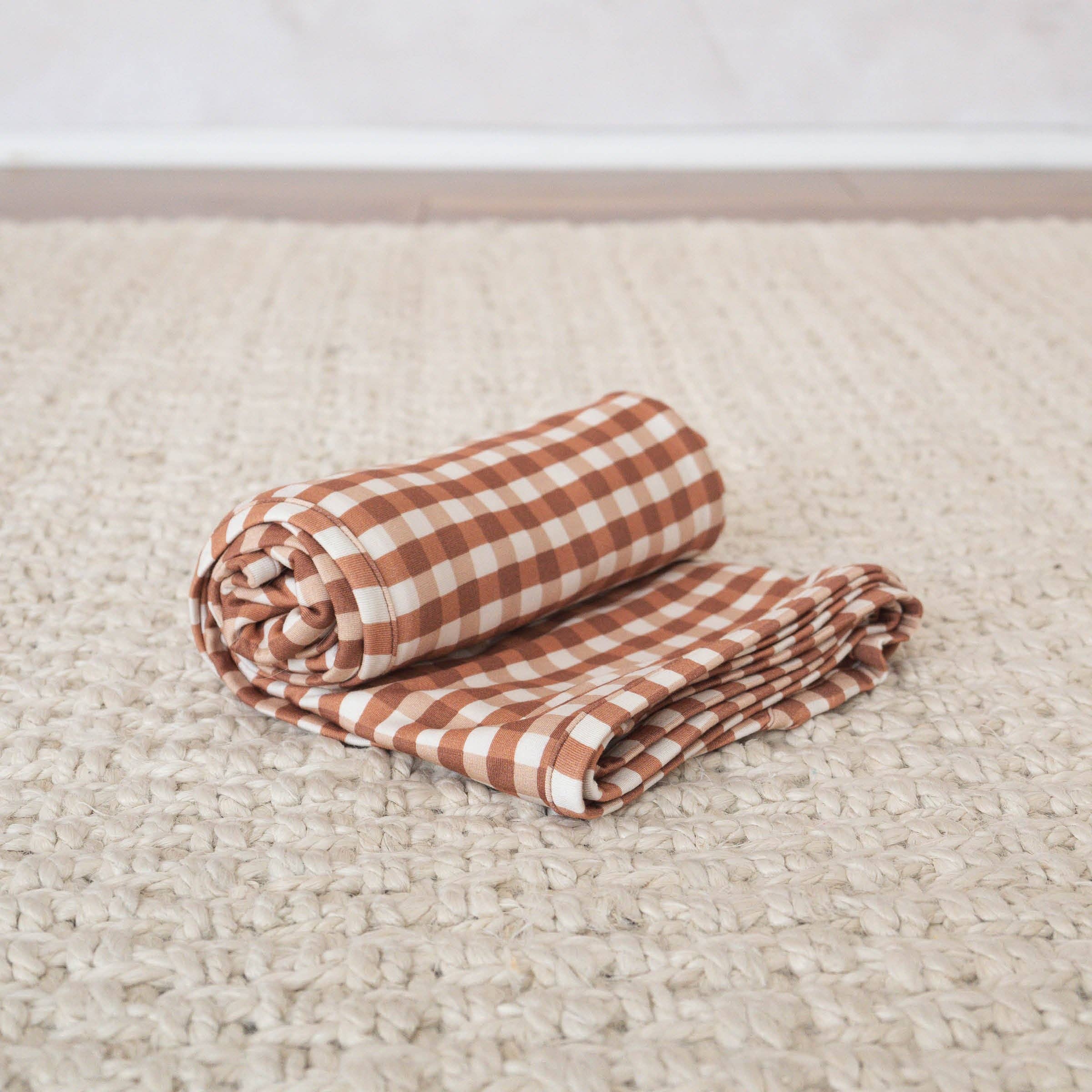 Chocolate Gingham | Bamboo Swaddle - BRIXTON PHOENIX
