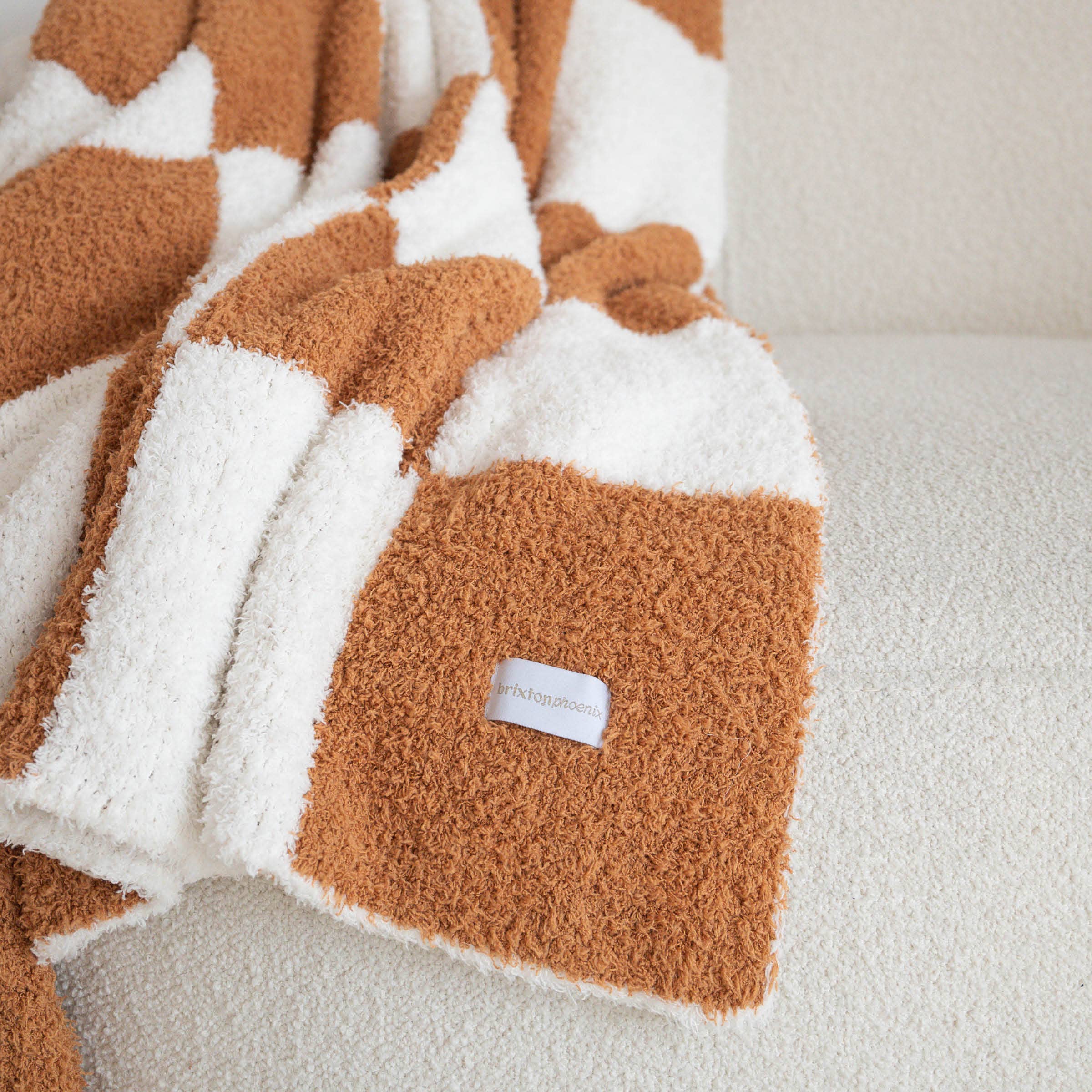 Almond Check | XS Plush Blanket - BRIXTON PHOENIX
