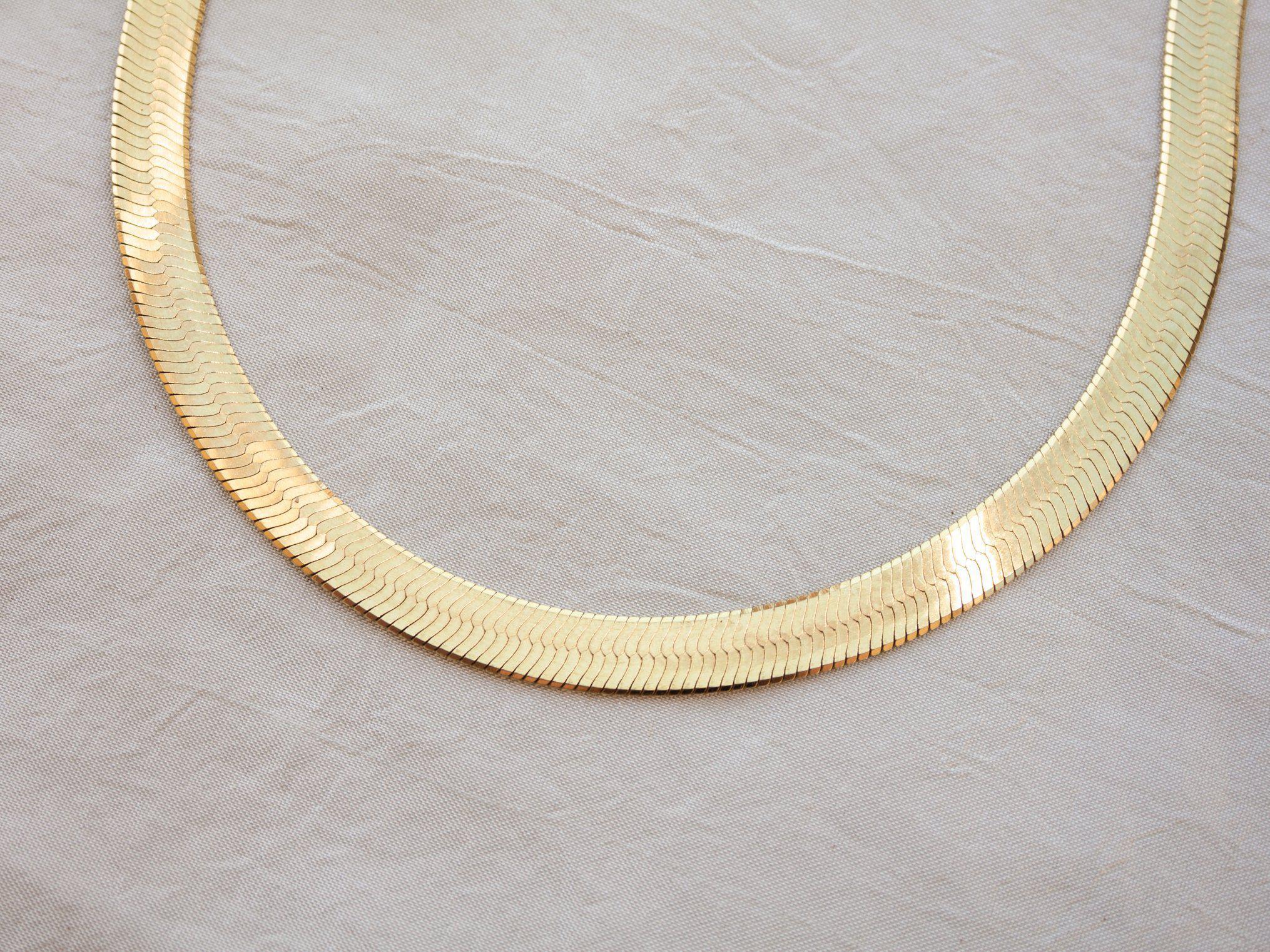 Bold Gold Herringbone Chain Necklace - DEA DIA